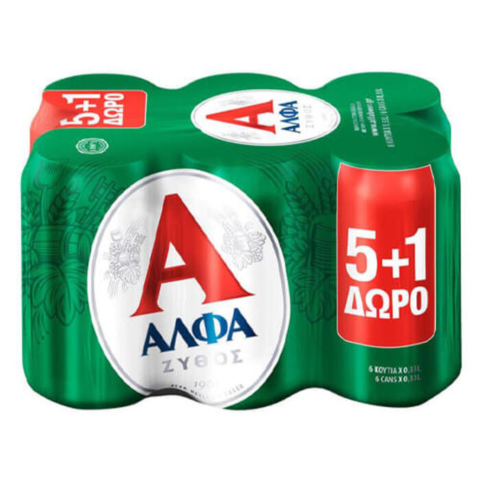 ΑΛΦΑ ΜΠΥΡΑ ΚΟΥΤΙ 330ml - (5+1 ΔΩΡΟ)